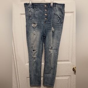 Almost Famous Juniors Distressed Button Fly Jeans